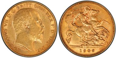 1909-P 1/2 Sov S-3976B AU55