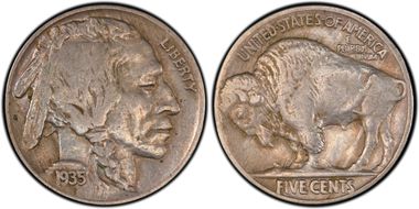 1935 5C Doubled Die Reverse VF35