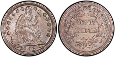 1853 10C Arrows MS63