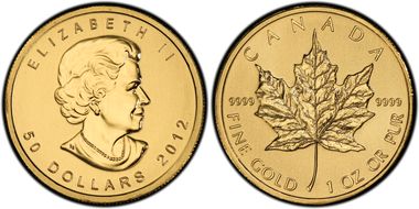 2012 $50 Maple Leaf/Au MS66