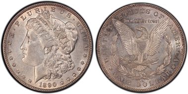 1890-CC $1 Tailbar AU53