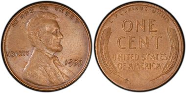 1955 1C Doubled Die Obverse AU50BN