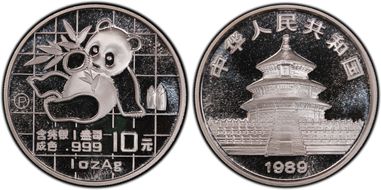 1989-P 10 Yn Panda Silver PAN-110A PR68DCAM