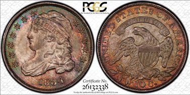 1834 10C Large 4 MS64