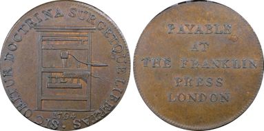 1794 Tkn 1/2P Franklin Press MS62BN