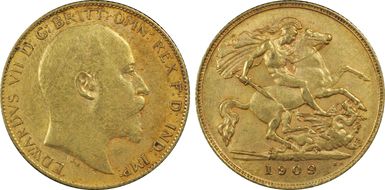 1909-P 1/2 Sov S-3976B AU53