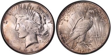 1927-S $1 VAM 3, Doubled Leaves MS63
