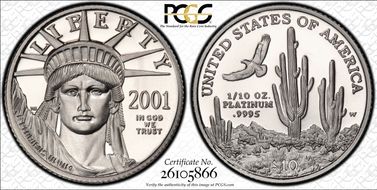 2001-W $10 Statue of Liberty PR70DCAM