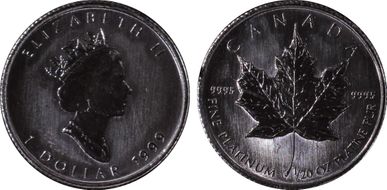 1999 $1 Maple Leaf/Pt MS65