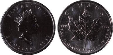 1999 $5 Maple Leaf/Pt MS67