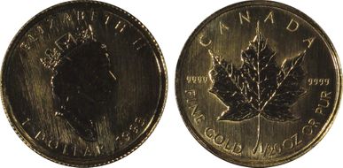 1993 $1 Maple Leaf/Au MS66