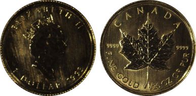 1993 $1 Maple Leaf/Au MS64