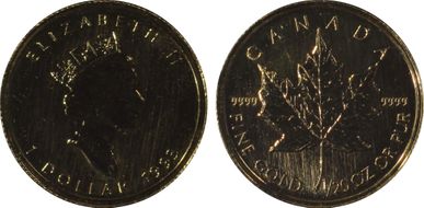 1993 $1 Maple Leaf/Au MS65