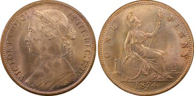 1874-H 1D S-3955 Mature Bust MS64+ RB