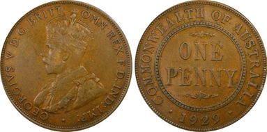 1929 (m) 1D English obverse VF30BN