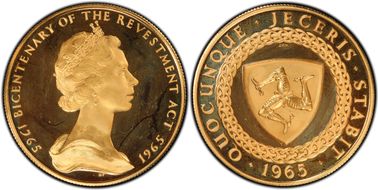 1965 £5 Acquisition KM-17a  Au PR67DCAM