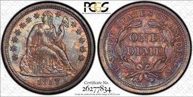 1857-O 10C MS65