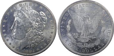 1882-O/S $1 VAM 5, O/S EDS MS62