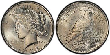 1925 $1 VAM 1A, Tiara Die Gouge MS63