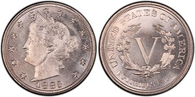 1883 5C No CENTS MS66