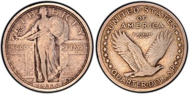 1916 25C Standing Liberty F12