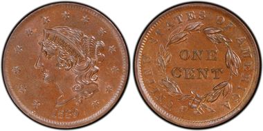 1839 1C Booby Head MS64BN