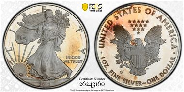 2012-S $1 Silver Eagle 75th Anniversary SF Mint Set First Strike PR69DCAM