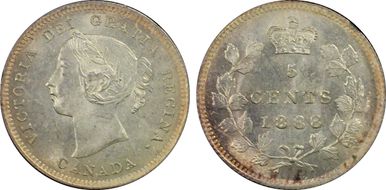 1888 5C Narrow Date, 8/8 RP-1 MS64