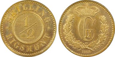 1868 1/2 SkRg MS65RD