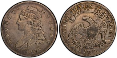 1834 50C O-119 Small Date, Small Letters VF25