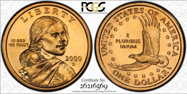 2000-D SAC$1 Millennium Set MS68