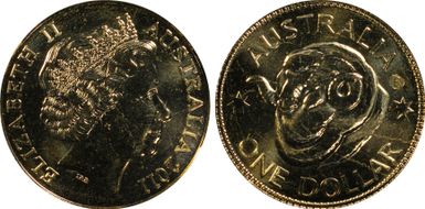 2011-B $1 Ram's Head Al-Bronze Counterstamp MS66