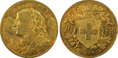 1906 B 20 Fr KM-35.1  Au MS62