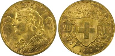 1910 B 20 Fr KM-35.1  Au MS64