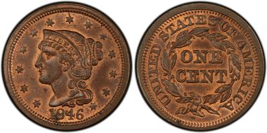 1846 1C Tall Date MS63RB
