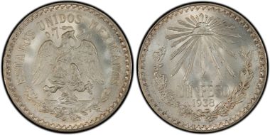 1938-M Peso KM-455  Ag MS66