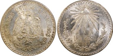 1927-M Peso KM-455  Ag MS64