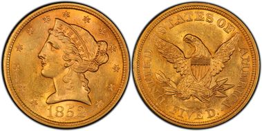 1852 $5 MS61