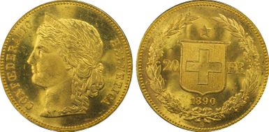 1890 B 20 Fr MS65