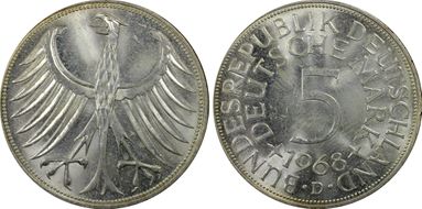 1968-D 5 Mk Regular Issue MS64