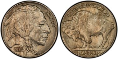 1935 5C Doubled Die Reverse MS62