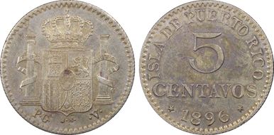 1896-PG V 5C AU58