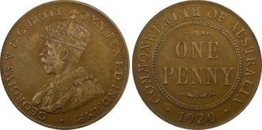 1920 //.  1D Dot Below Indian Obverse AU50BN