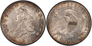 1819 50C Overton 108 AU58