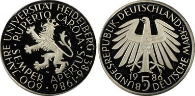 1986-D 5 Mk Heidelberg PR68DCAM