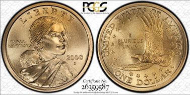 2008-D SAC$1 Satin Finish SP69