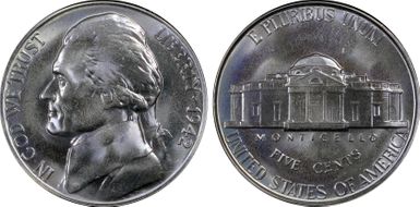 1942 5C Nickel PR67