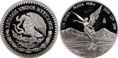 2000-Mo 1/4 oz Libertad Ag PR64DCAM