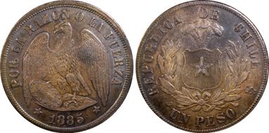 1885-So Peso KM-142.1  Ag AU55