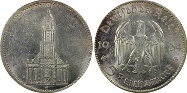 1934-E 5 Mk Potsdam N/D J-357 AU58